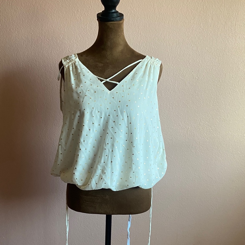 Zara Elegant Cream  Sleeveless Top
